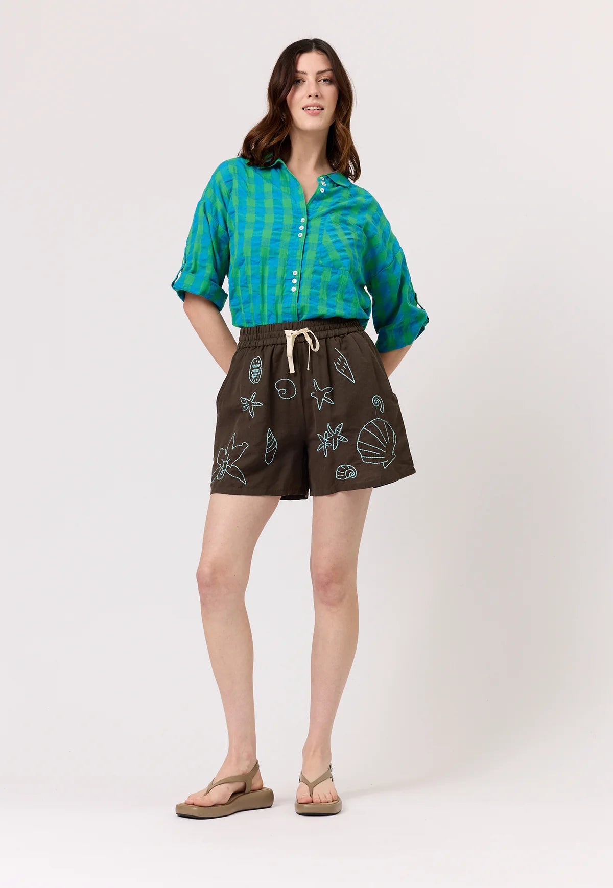 Nancybird Iris Short in Embroidered Shell - the tartan fox