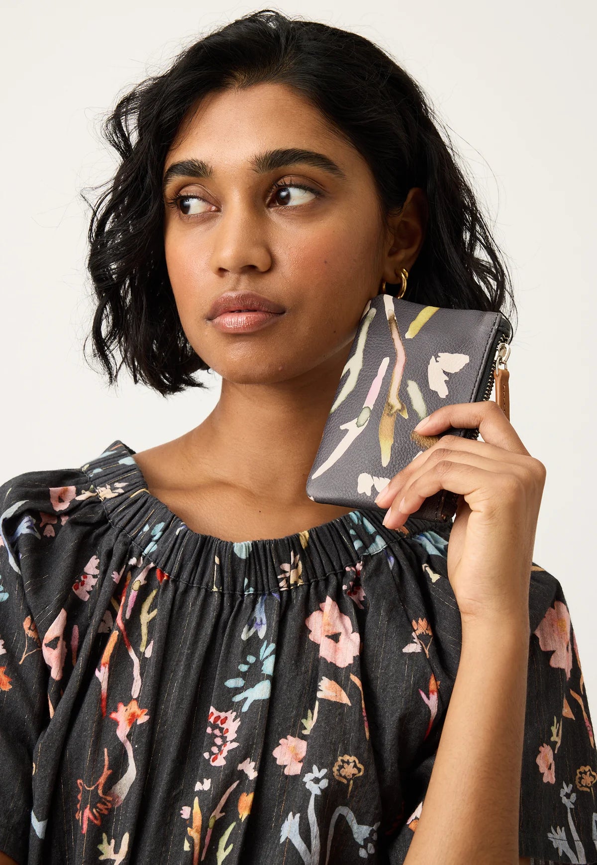 Nancybird Leather Card Purse in Watercolour - the tartan fox