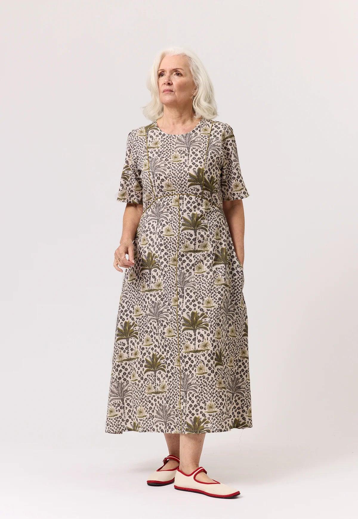 Nancybird Lotta Dress in Lino Palm - the tartan fox