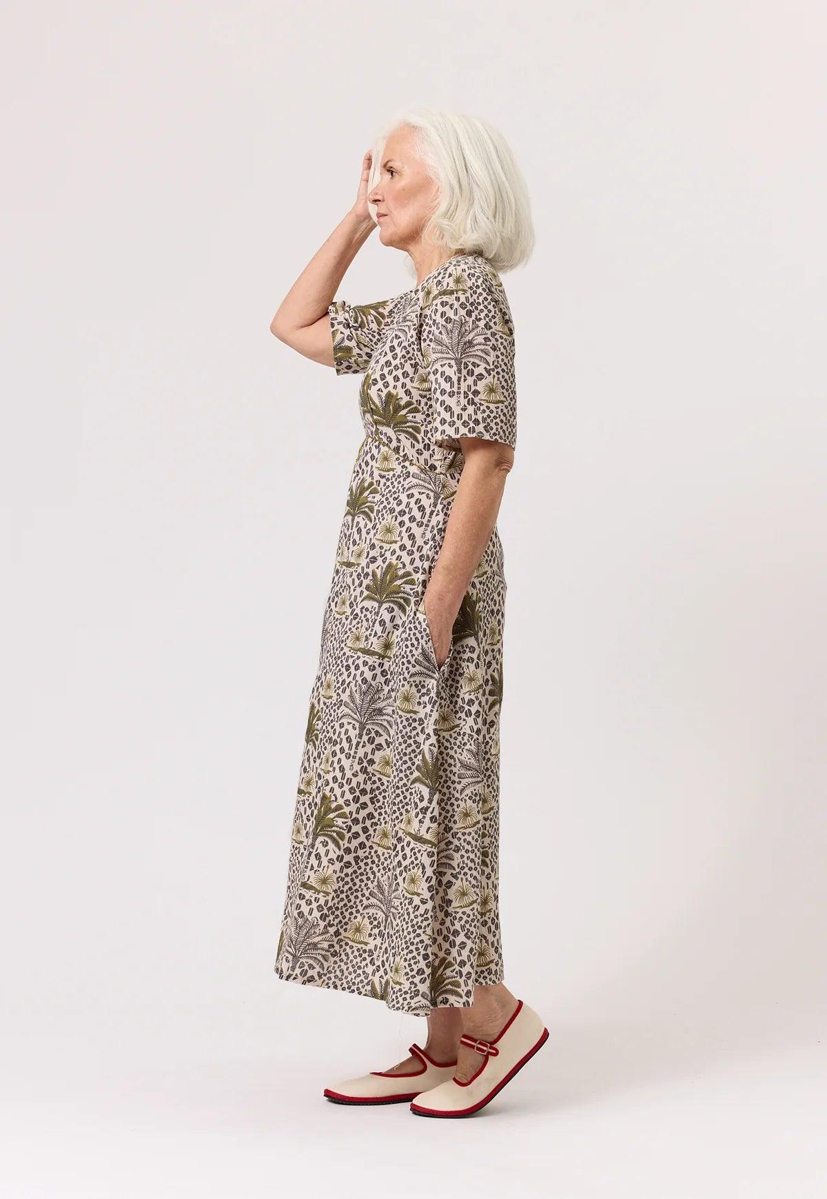 Nancybird Lotta Dress in Lino Palm - the tartan fox