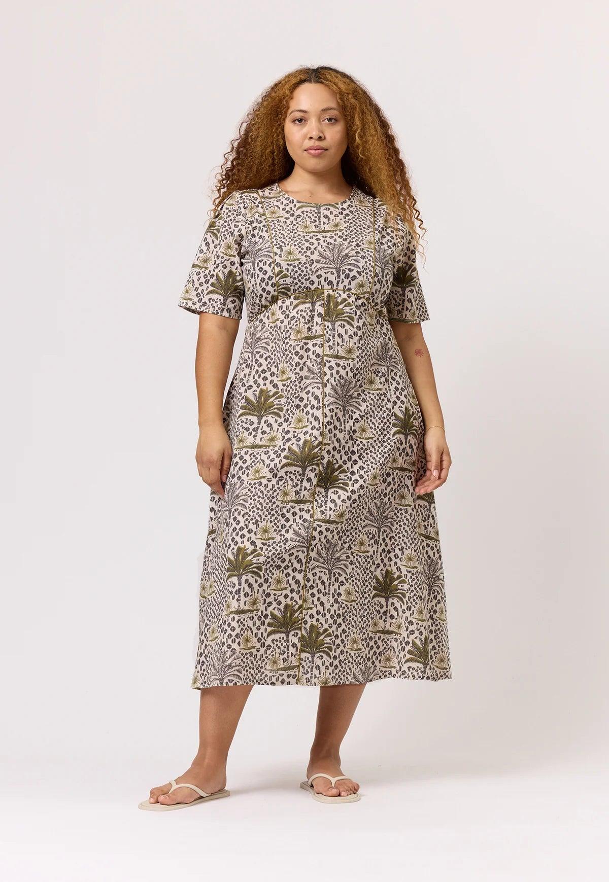 Nancybird Lotta Dress in Lino Palm - the tartan fox