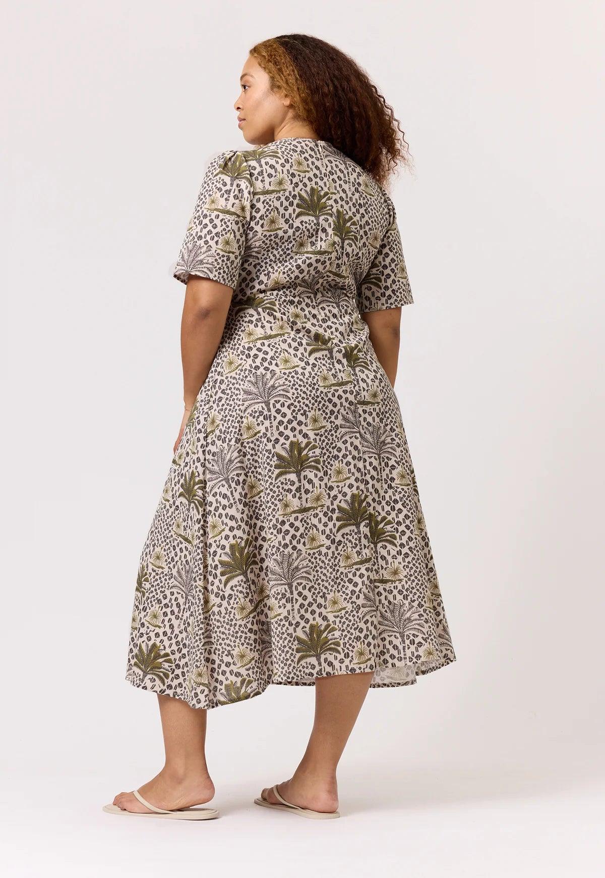 Nancybird Lotta Dress in Lino Palm - the tartan fox