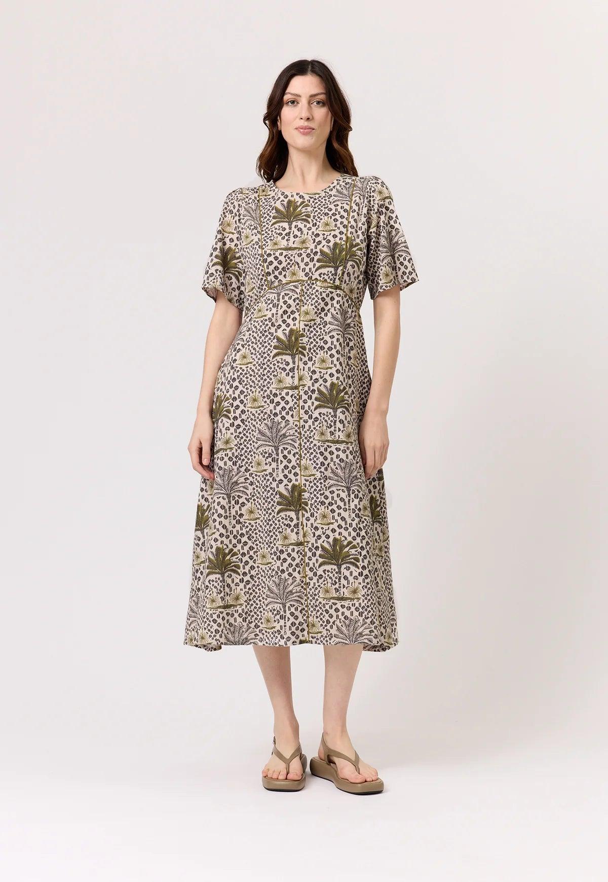 Nancybird Lotta Dress in Lino Palm - the tartan fox