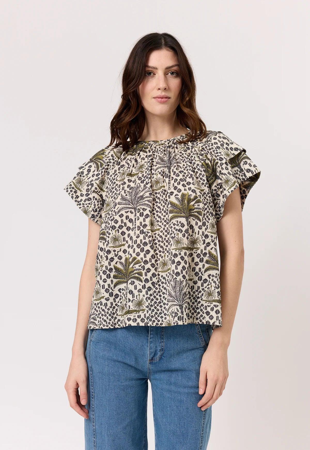 Nancybird Micci Top in Lino Palm - the tartan fox