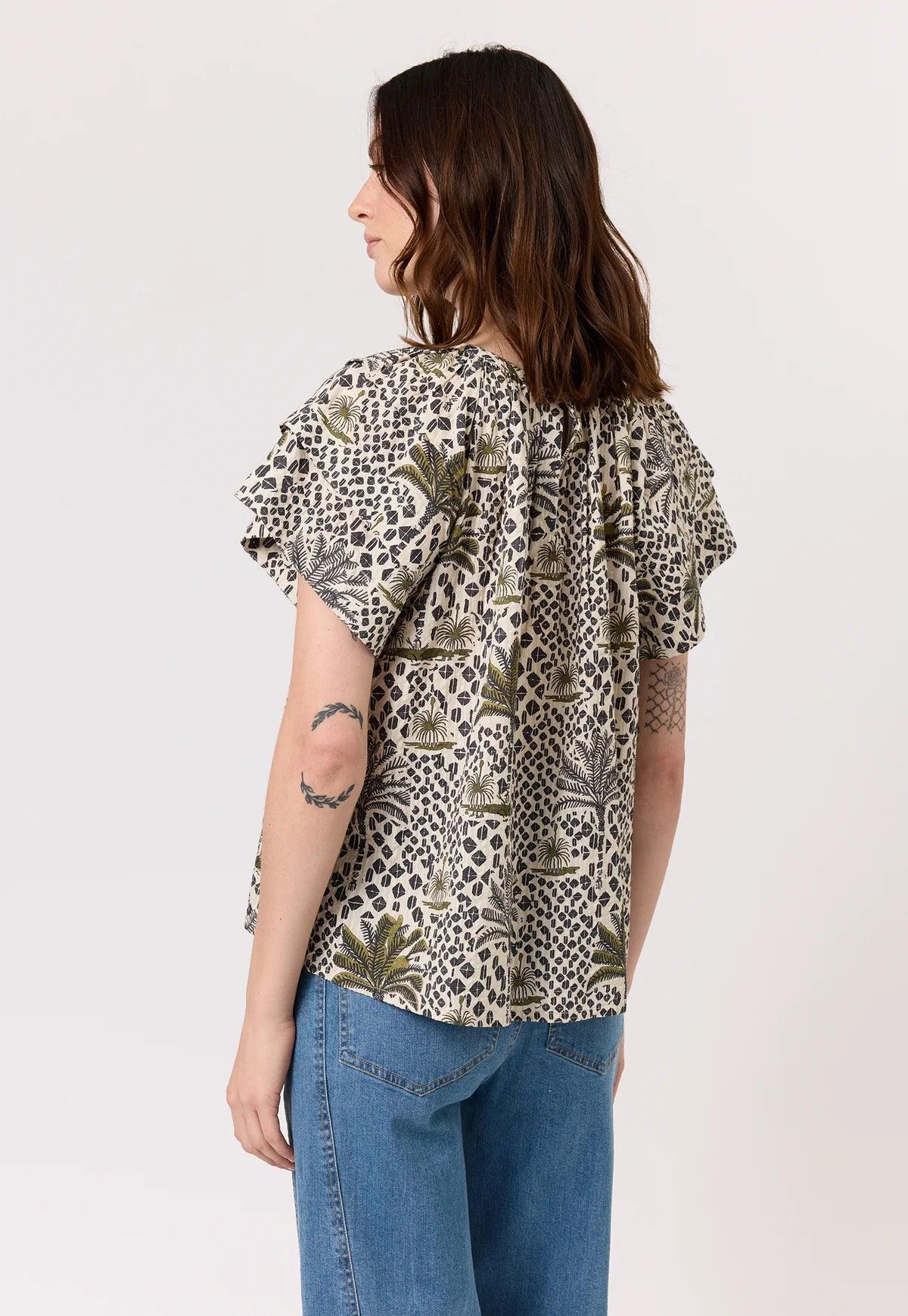 Nancybird Micci Top in Lino Palm - the tartan fox