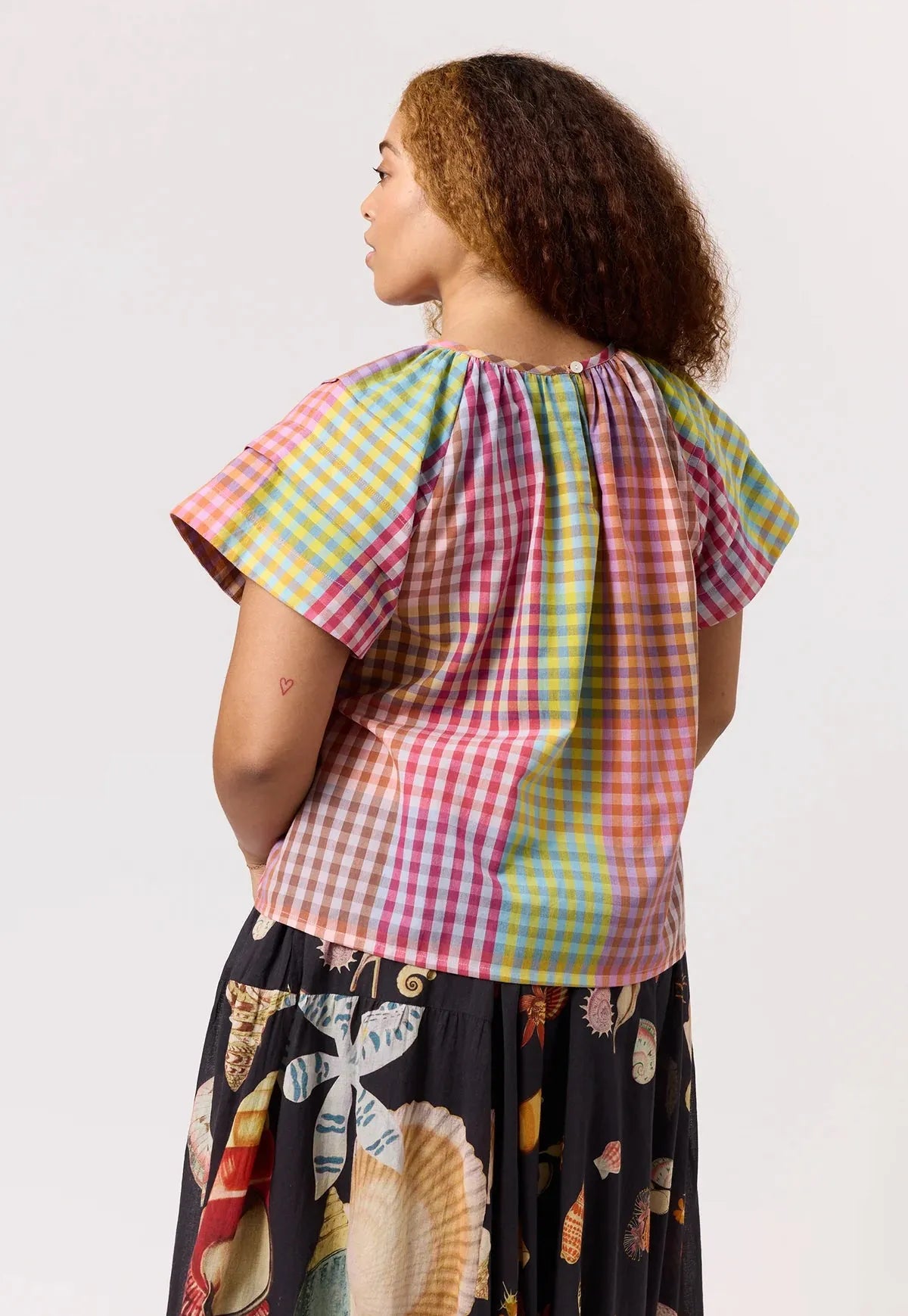 Nancybird Micci Top in Sunrise Check - the tartan fox