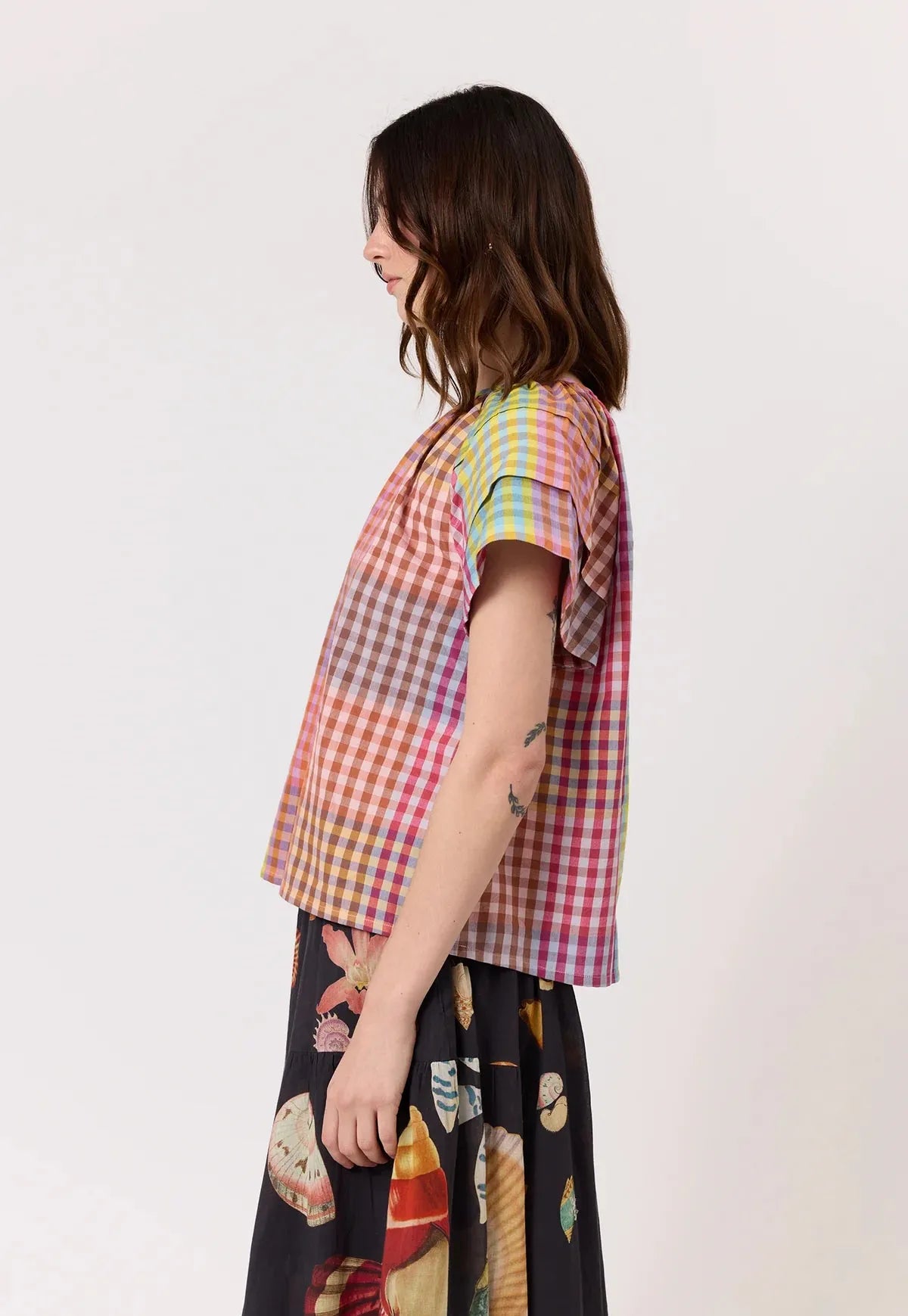 Nancybird Micci Top in Sunrise Check - the tartan fox