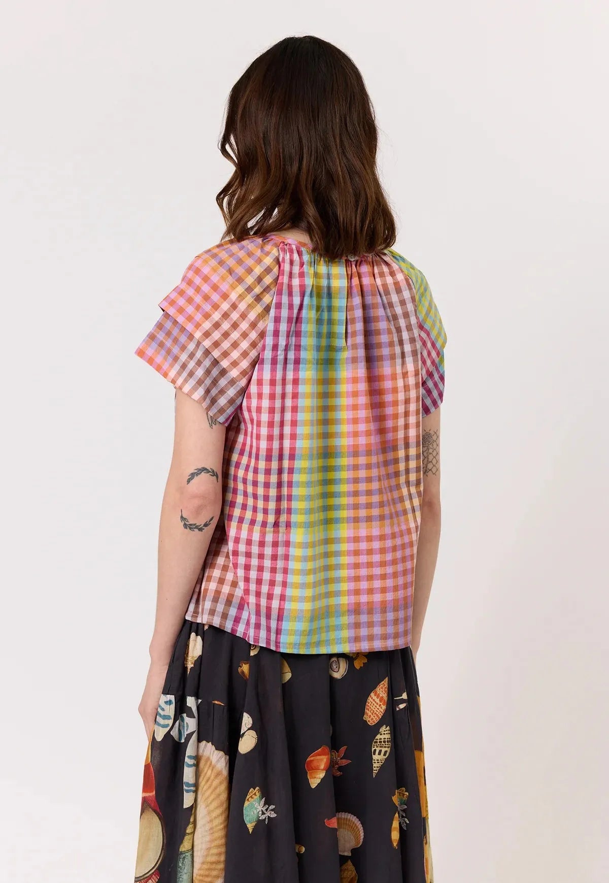 Nancybird Micci Top in Sunrise Check - the tartan fox