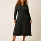 Nancybird Simona Long Sleeve Rib Dress in Black Melange - the tartan fox