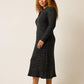 Nancybird Simona Long Sleeve Rib Dress in Black Melange - the tartan fox