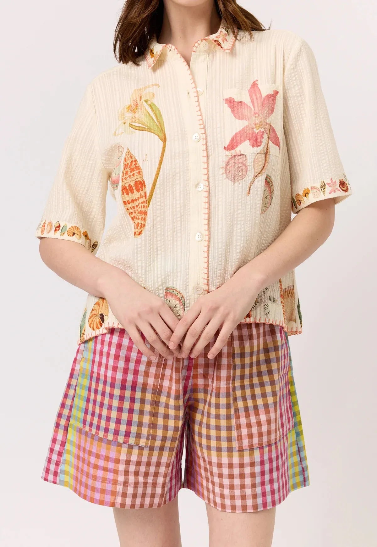 Nancybird Summer Shirt in Cream Shell - the tartan fox