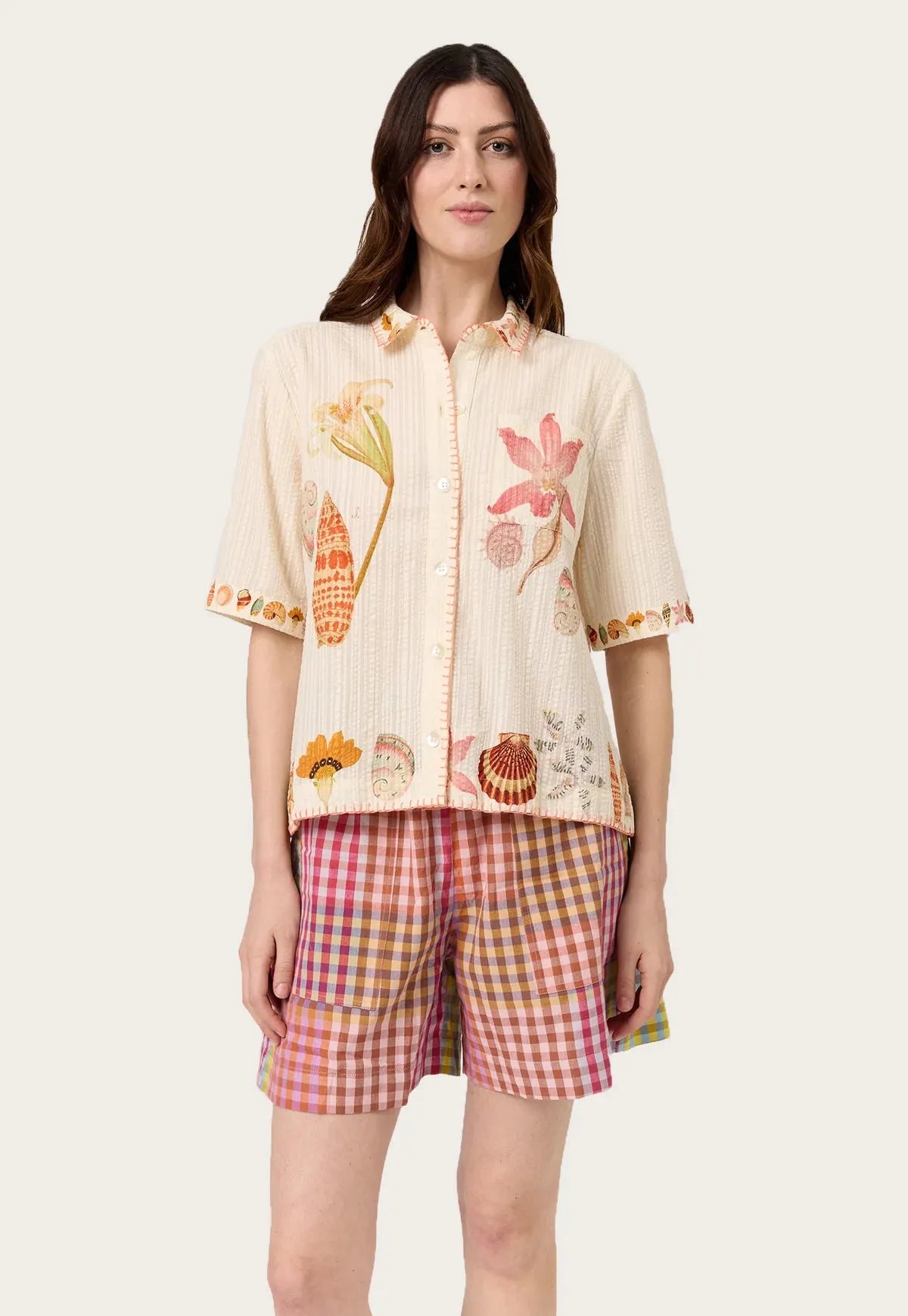 Nancybird Summer Shirt in Cream Shell - the tartan fox