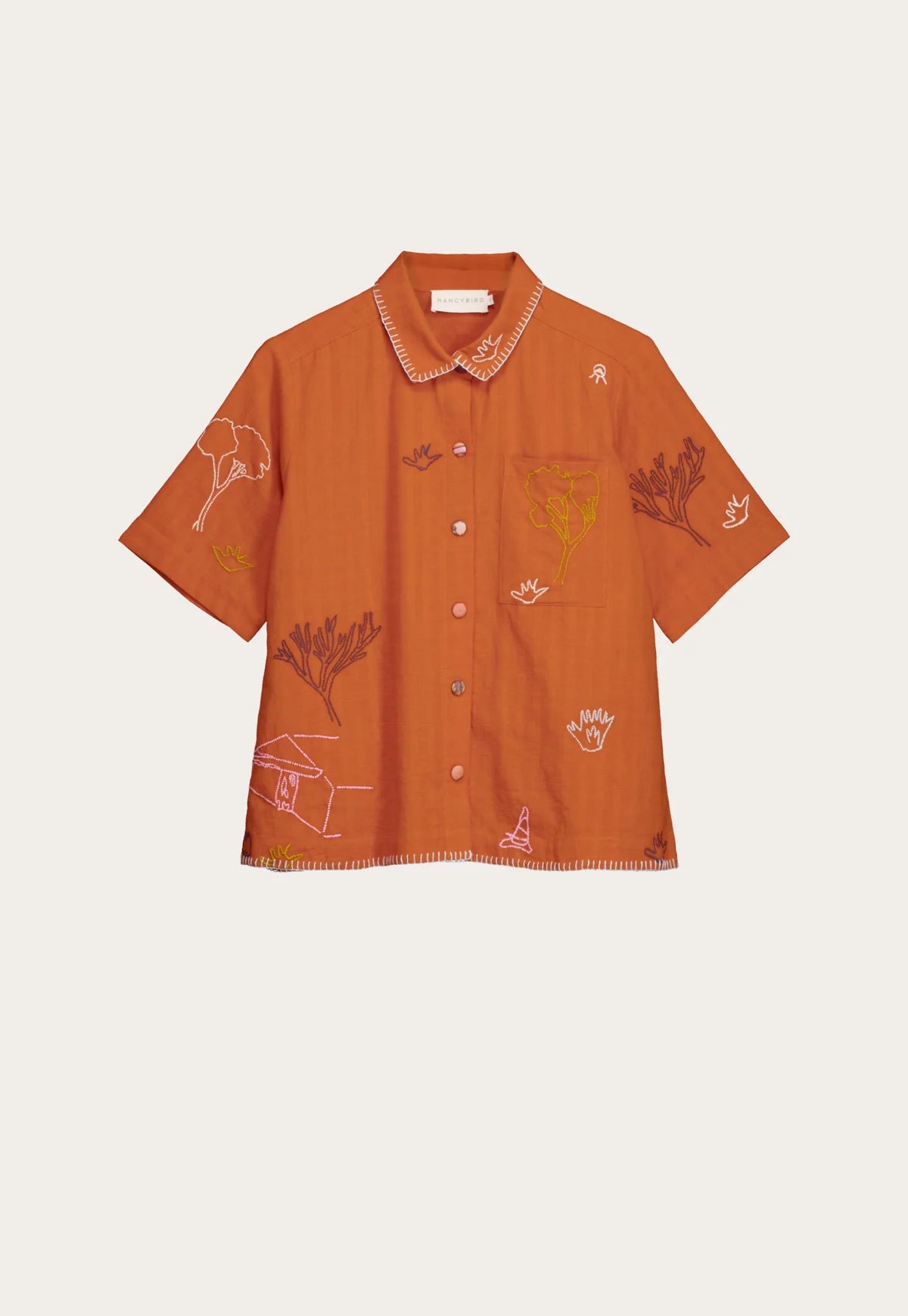 Nancybird Summer Shirt in Embroidery - the tartan fox