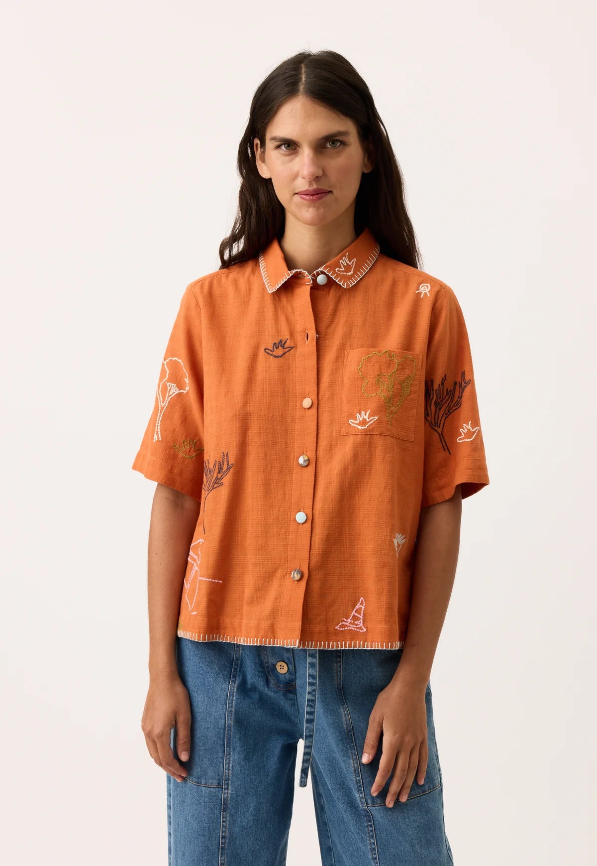 Nancybird Summer Shirt in Embroidery - the tartan fox