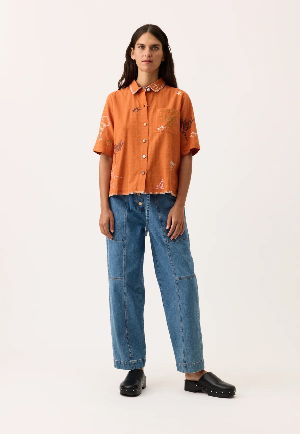 Nancybird Summer Shirt in Embroidery - the tartan fox