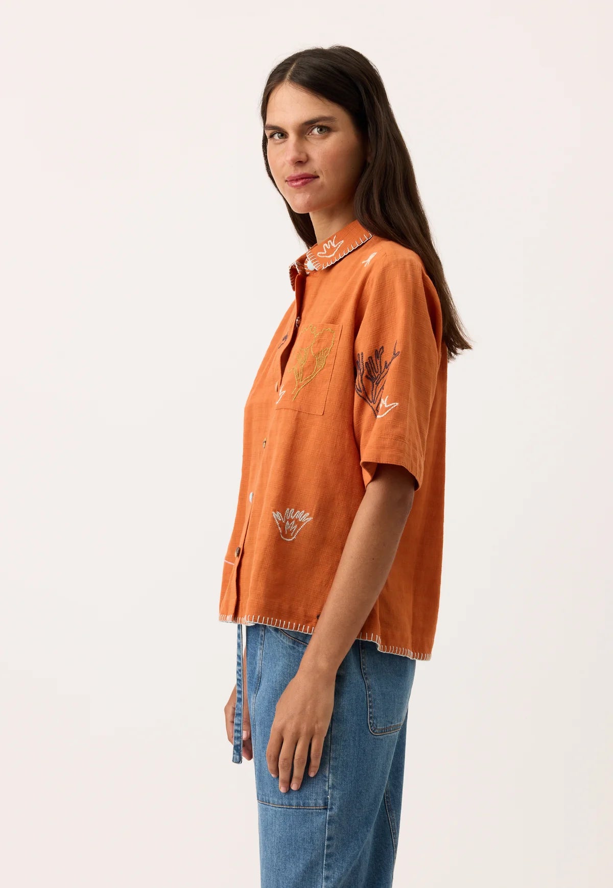 Nancybird Summer Shirt in Embroidery - the tartan fox