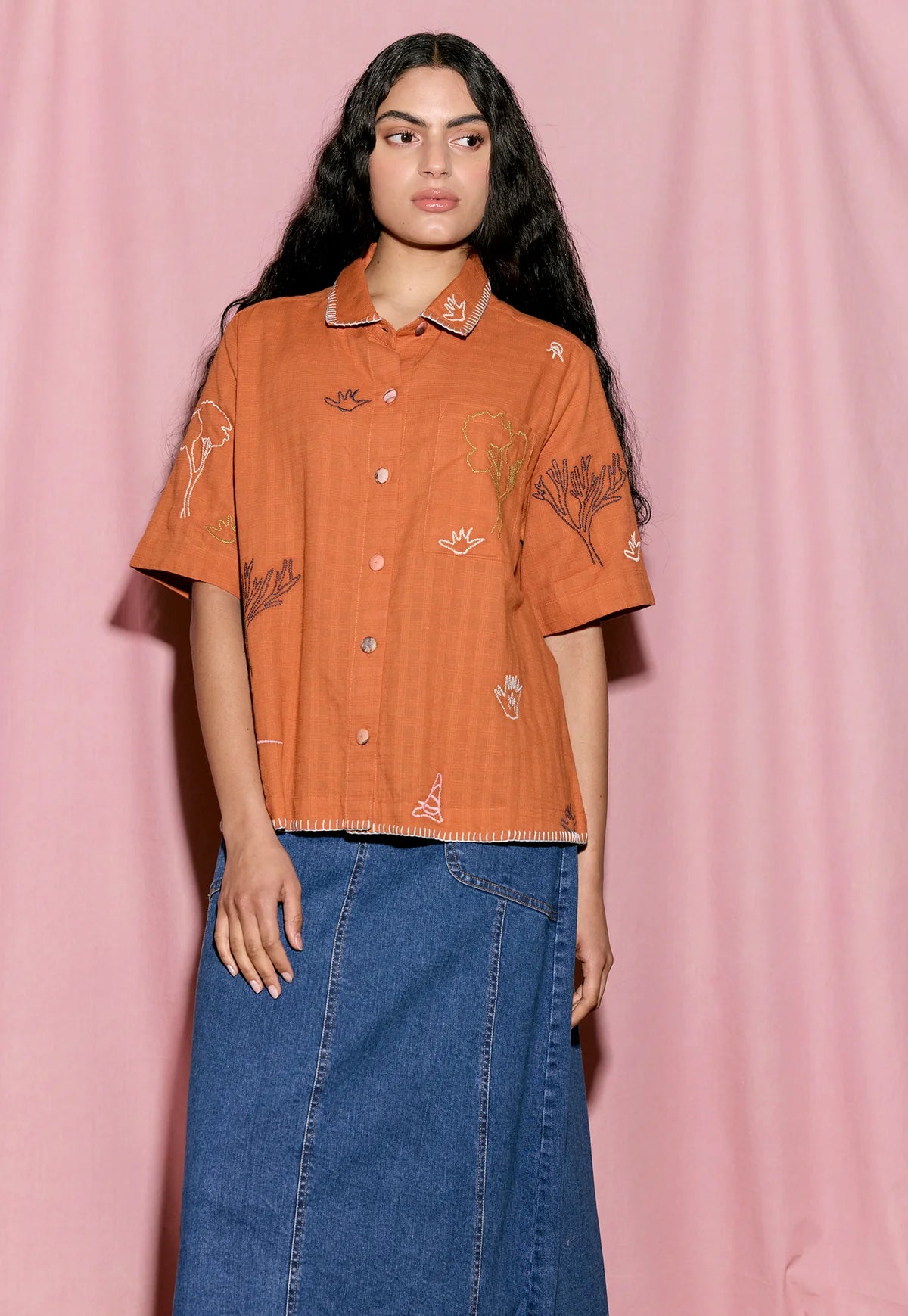 Nancybird Summer Shirt in Embroidery - the tartan fox