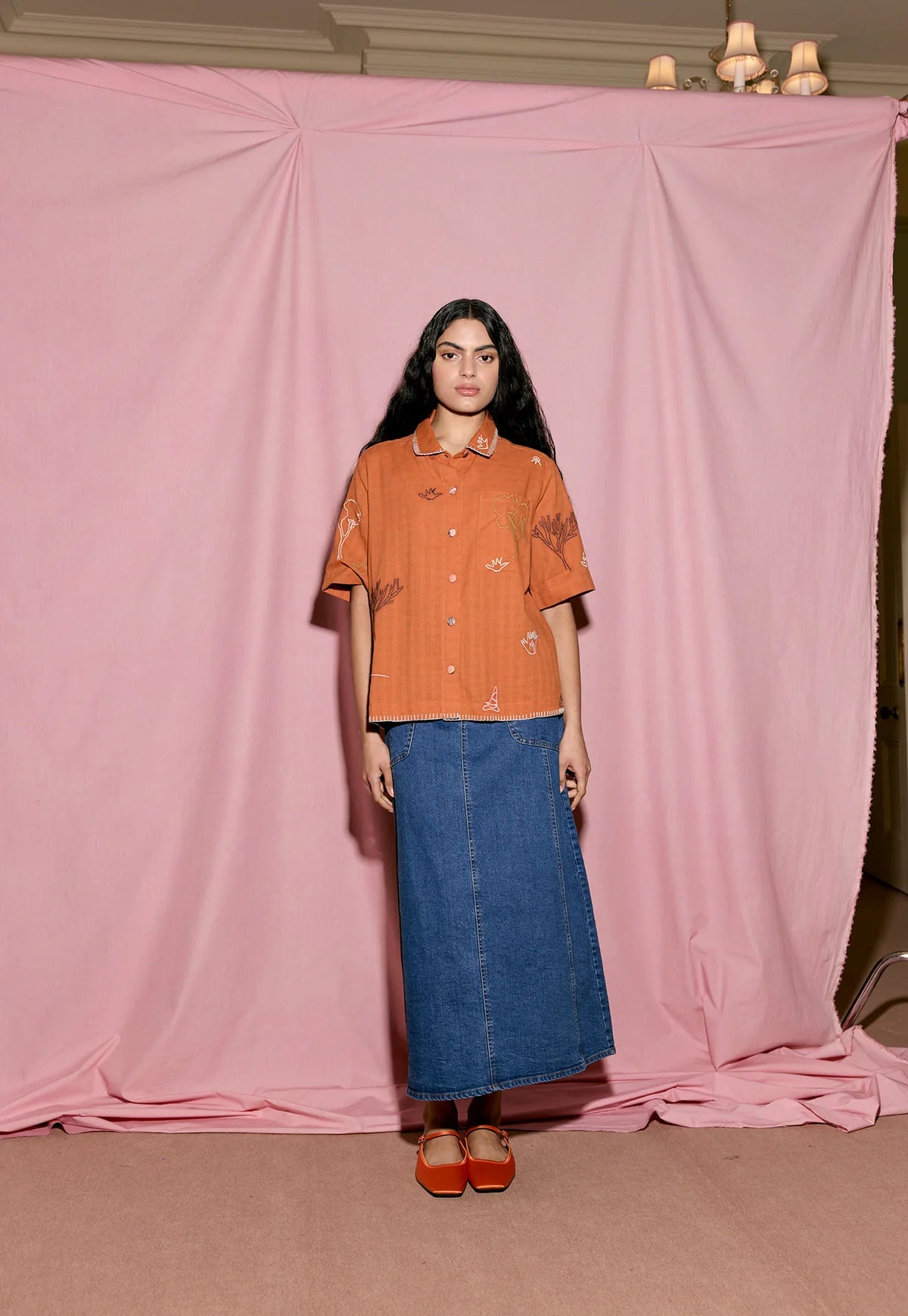 Nancybird Summer Shirt in Embroidery - the tartan fox