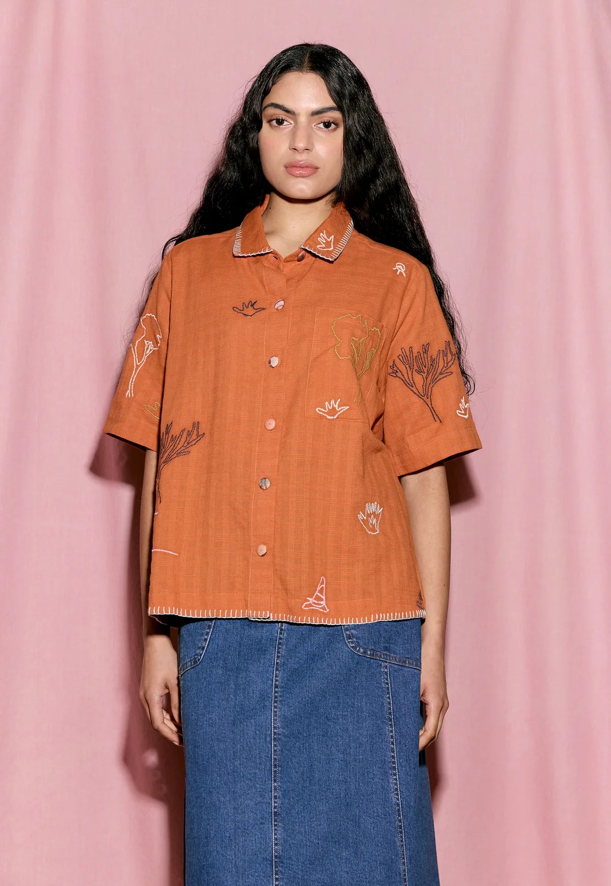 Nancybird Summer Shirt in Embroidery - the tartan fox