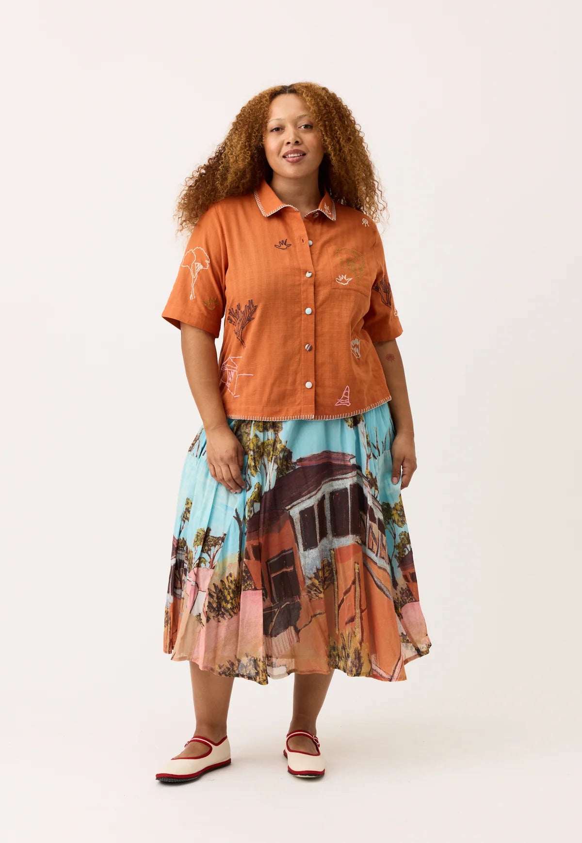 Nancybird Summer Shirt in Embroidery - the tartan fox