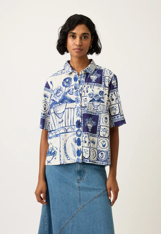 Nancybird Summer Shirt in Lyon Tile - the tartan fox
