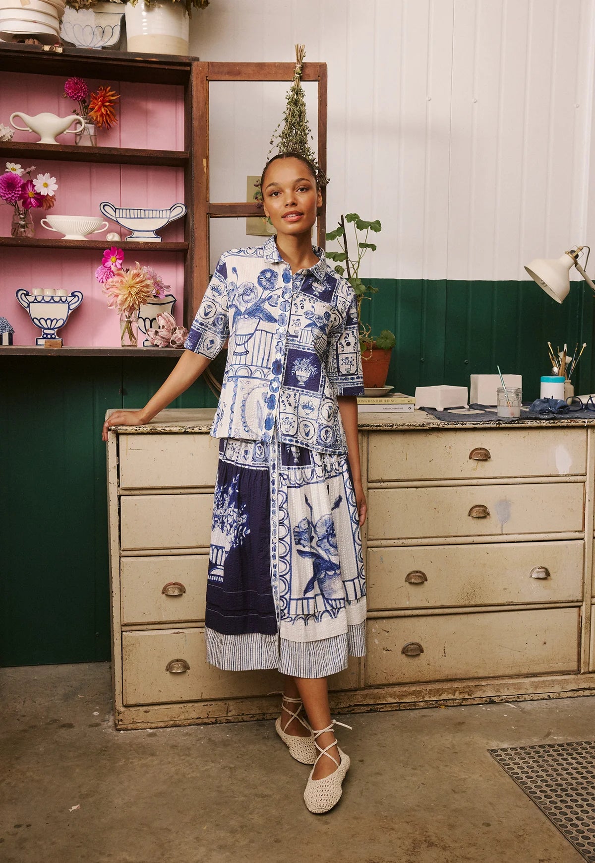 Nancybird Summer Shirt in Lyon Tile - the tartan fox