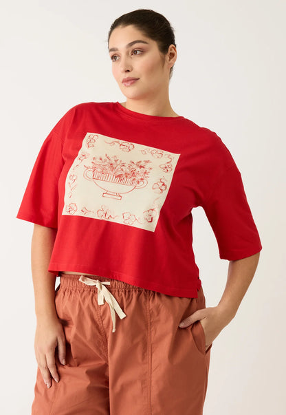 Nancybird Tasmin Boxy Tee in Red Vase - the tartan fox