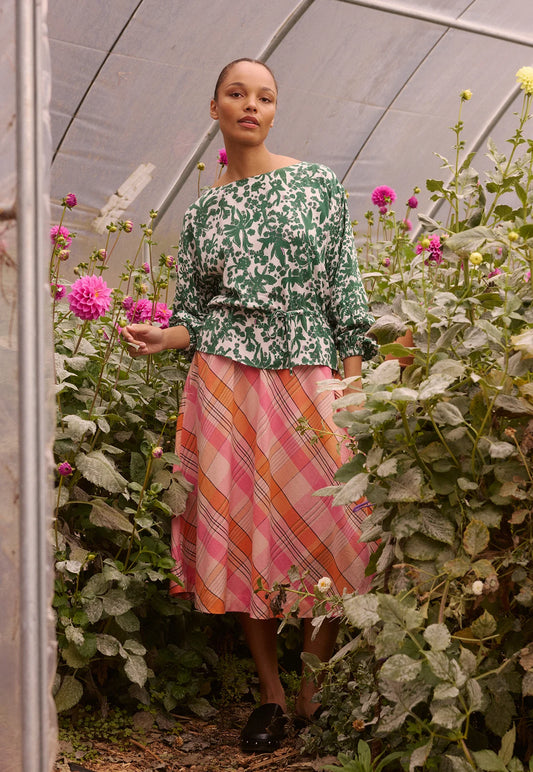 Nancybird Wave Skirt in Pink Check - the tartan fox
