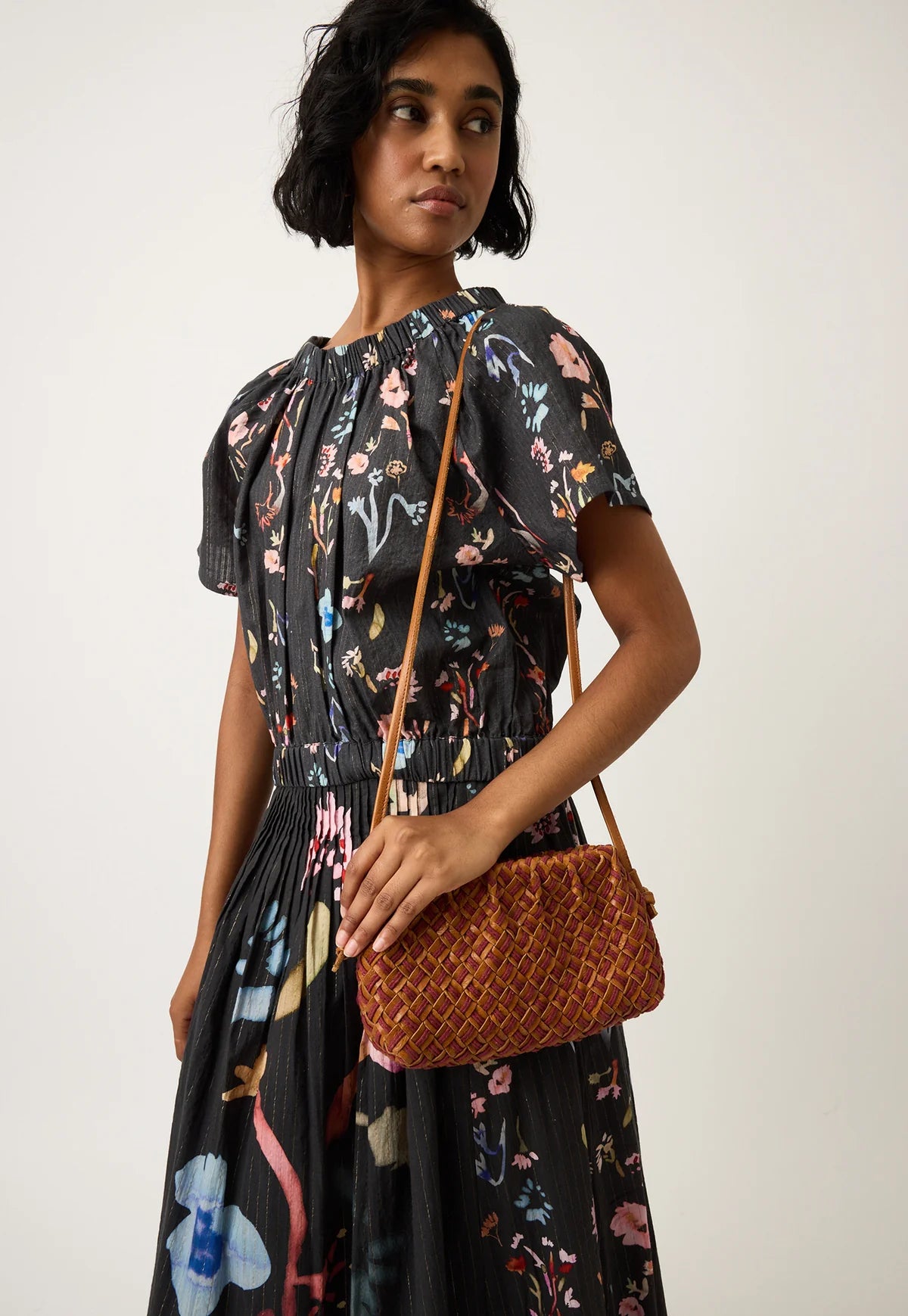 Nancybird Woven Clutch in Ochre Leather - the tartan fox