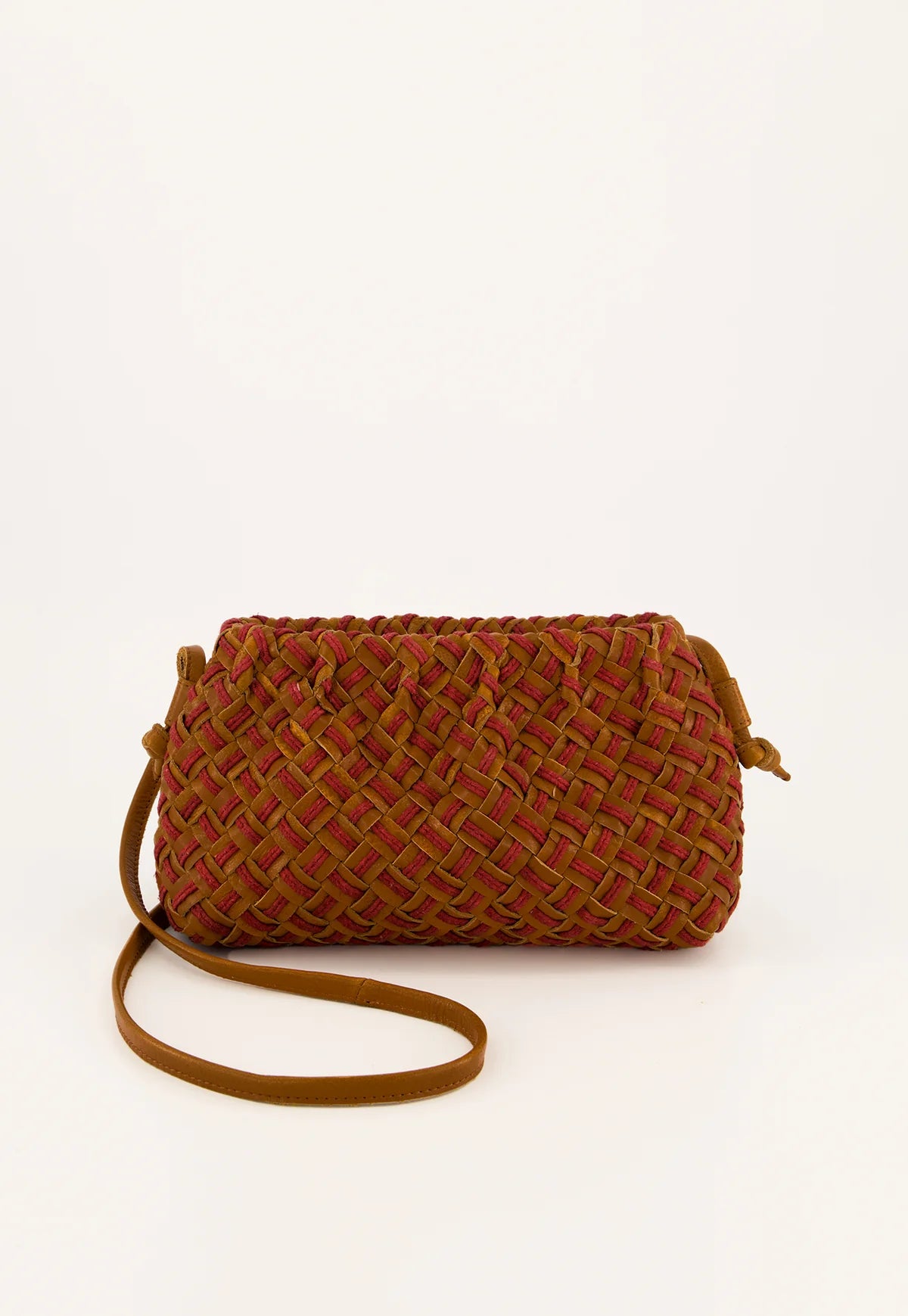 Nancybird Woven Clutch in Ochre Leather - the tartan fox