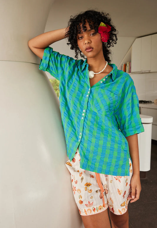 Nancybird Yaya Shirt in Verdant Check - the tartan fox