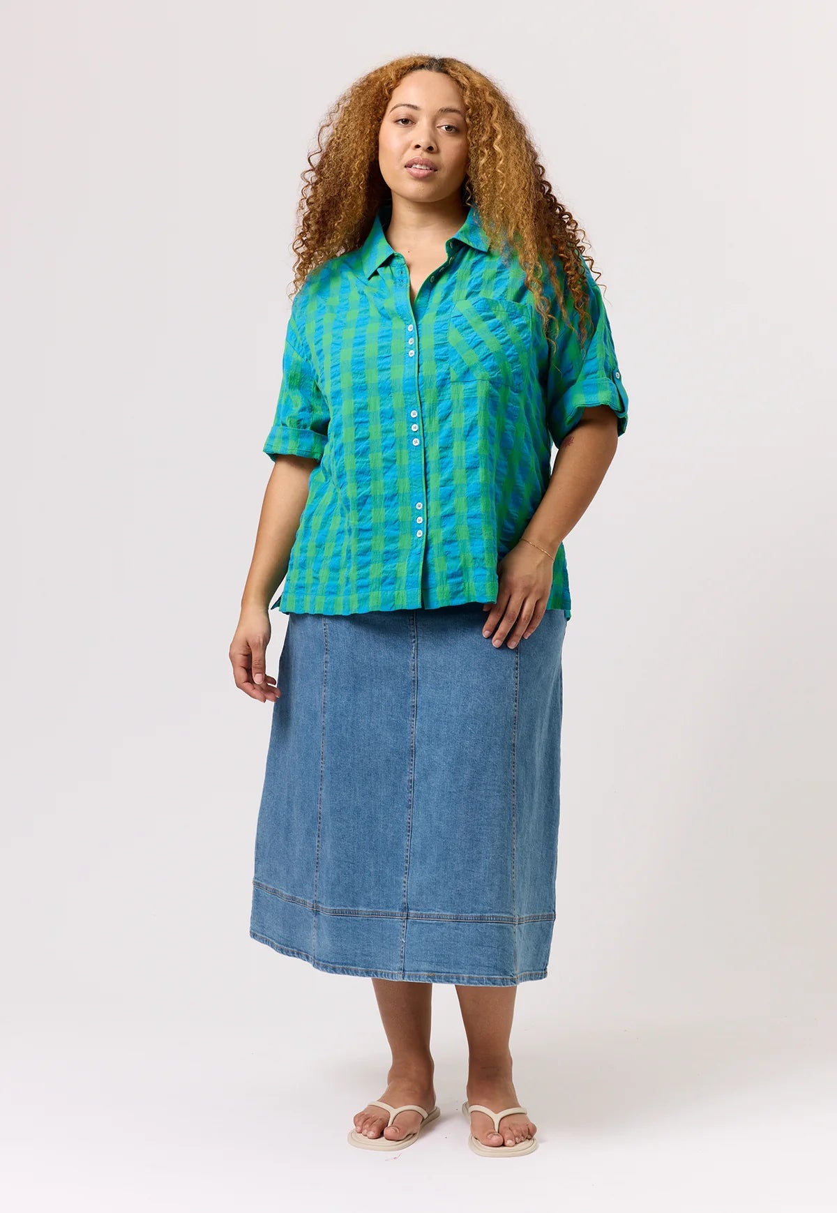 Nancybird Yaya Shirt in Verdant Check - the tartan fox