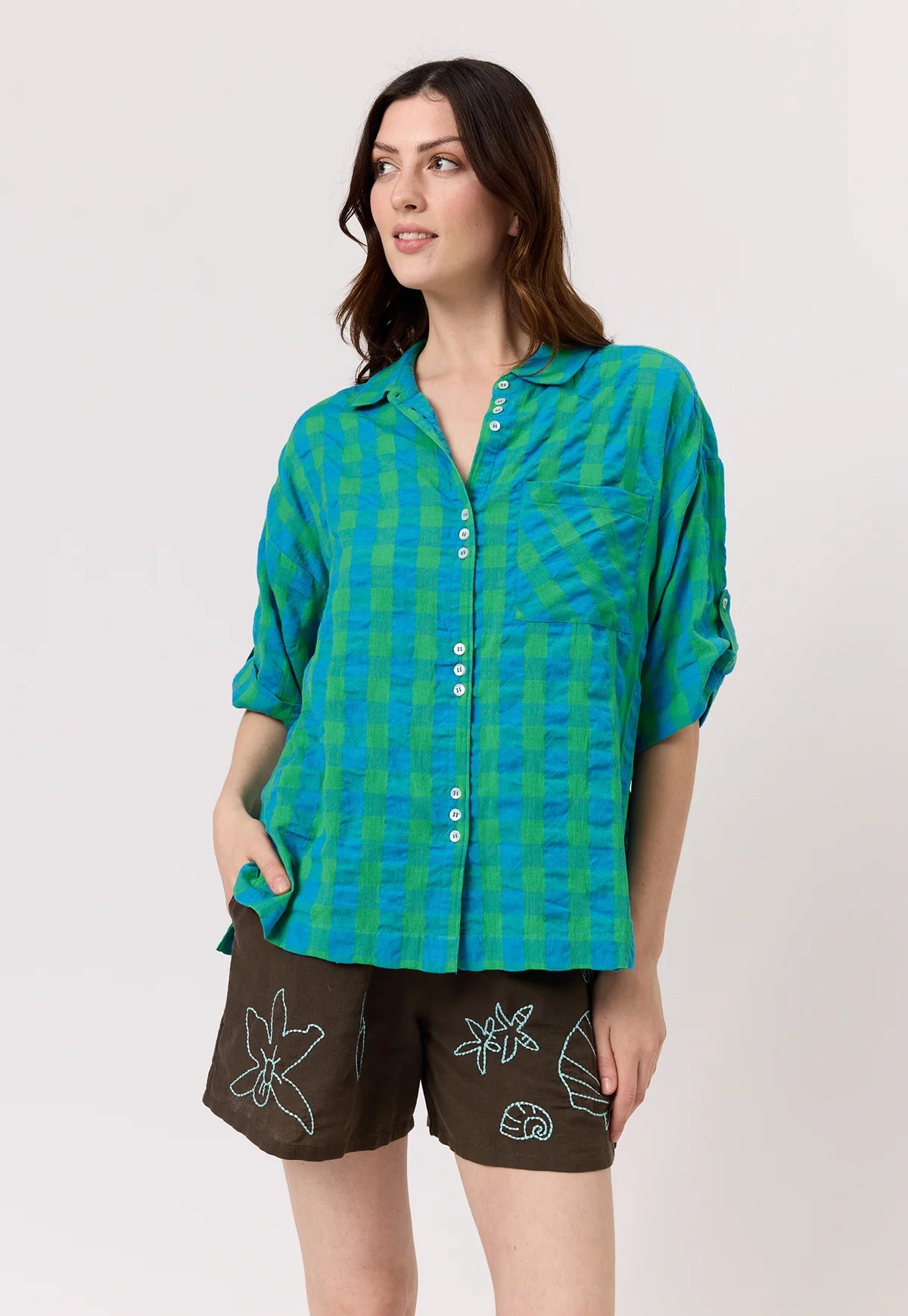 Nancybird Yaya Shirt in Verdant Check - the tartan fox