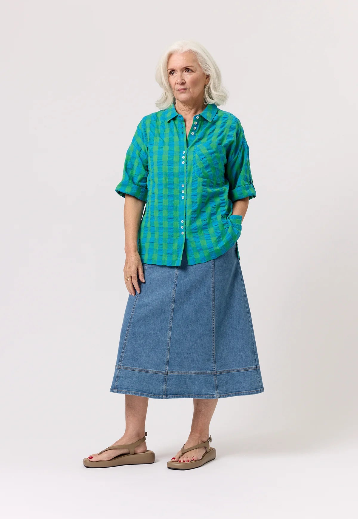 Nancybird Yaya Shirt in Verdant Check - the tartan fox