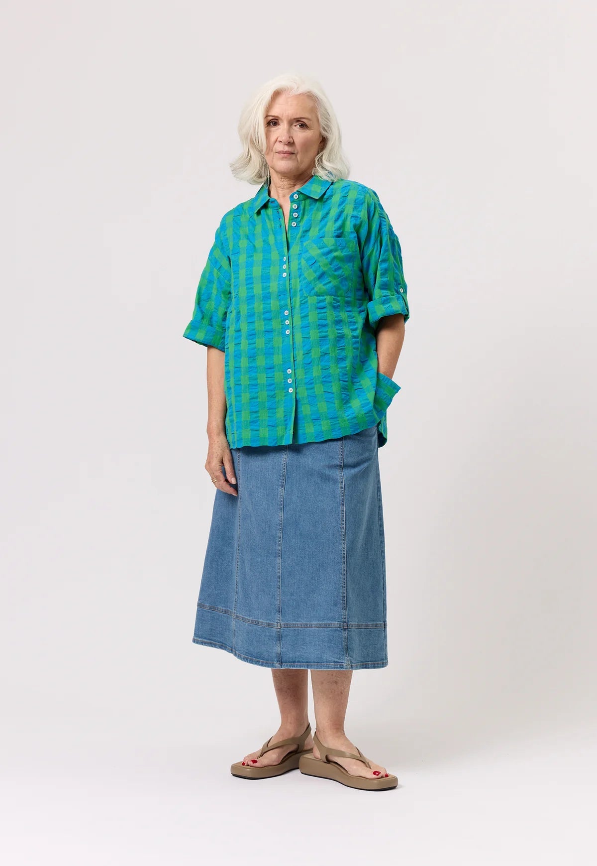 Nancybird Yaya Shirt in Verdant Check - the tartan fox