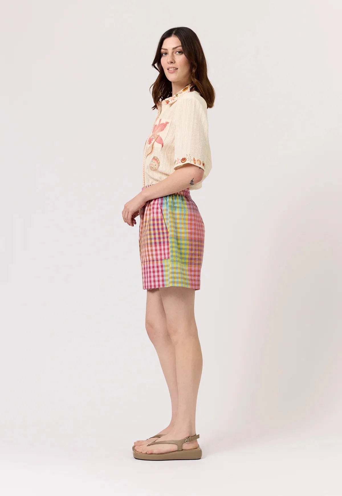 Nancybird Zana Short in Sunrise Check - the tartan fox