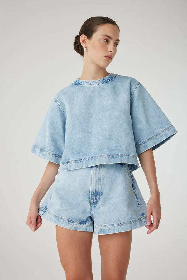Nobody Denim Luna Top in Cloud Wash - the tartan fox