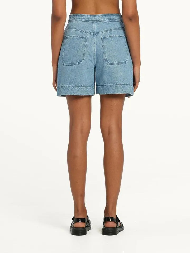 Nobody Denim Sophie Drawcord Short in Saunter the tartan fox