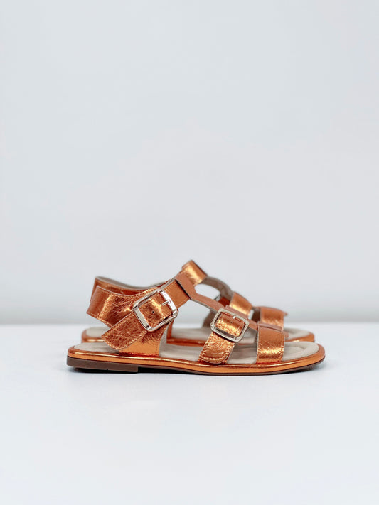 Nu Neo Pia Metallic Leather Sandal in Orange - the tartan fox
