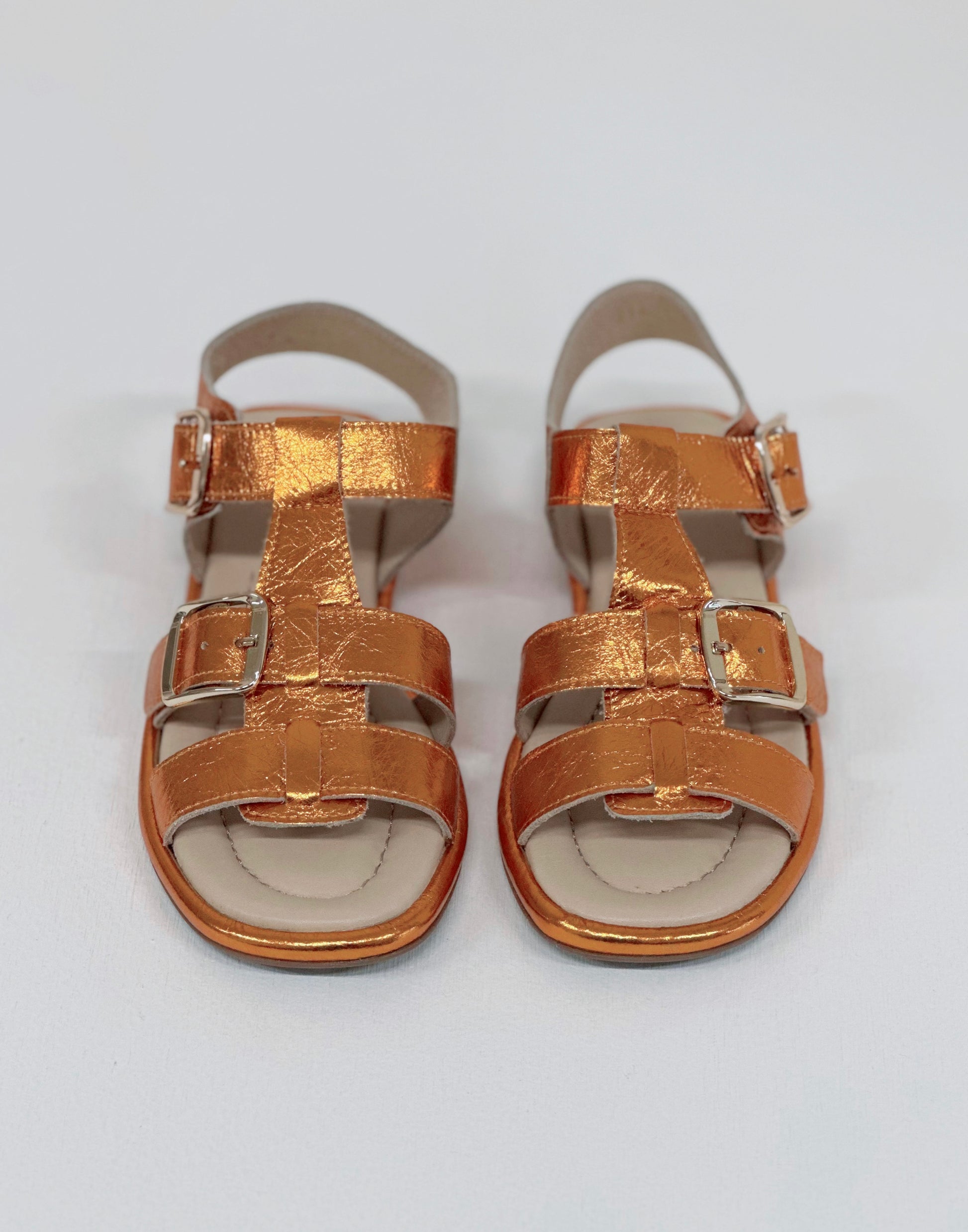Nu Neo Pia Metallic Leather Sandal in Orange - the tartan fox