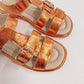 Nu Neo Pia Metallic Leather Sandal in Orange - the tartan fox