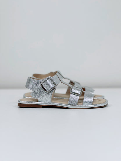 Nu Neo Pia Metallic Leather Sandal in Silver - the tartan fox