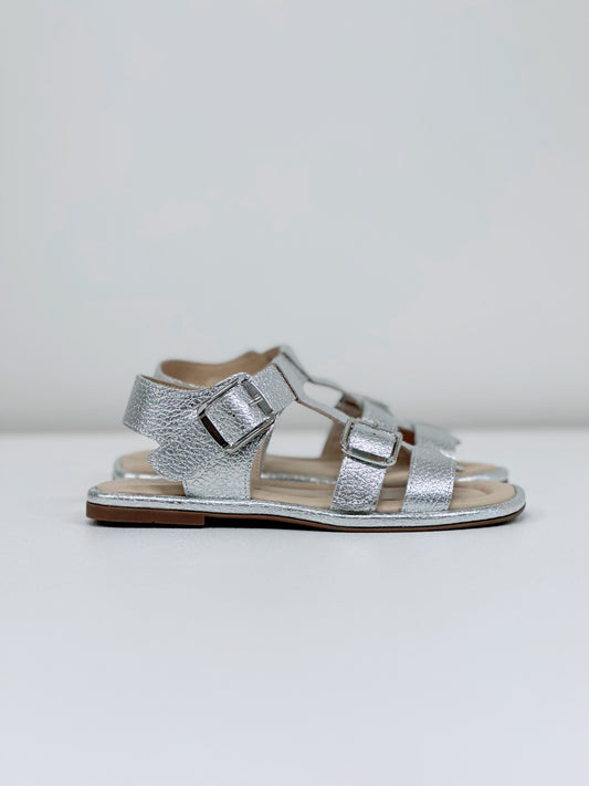 Nu Neo Pia Metallic Leather Sandal in Silver - the tartan fox