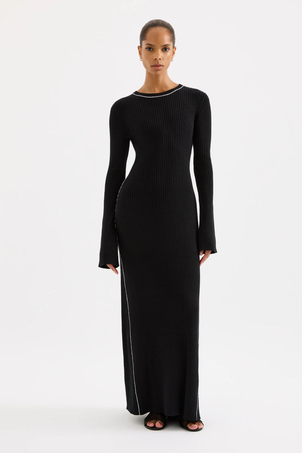 Nude Lucy Gaia Knit Maxi Dress in Black - the tartan fox