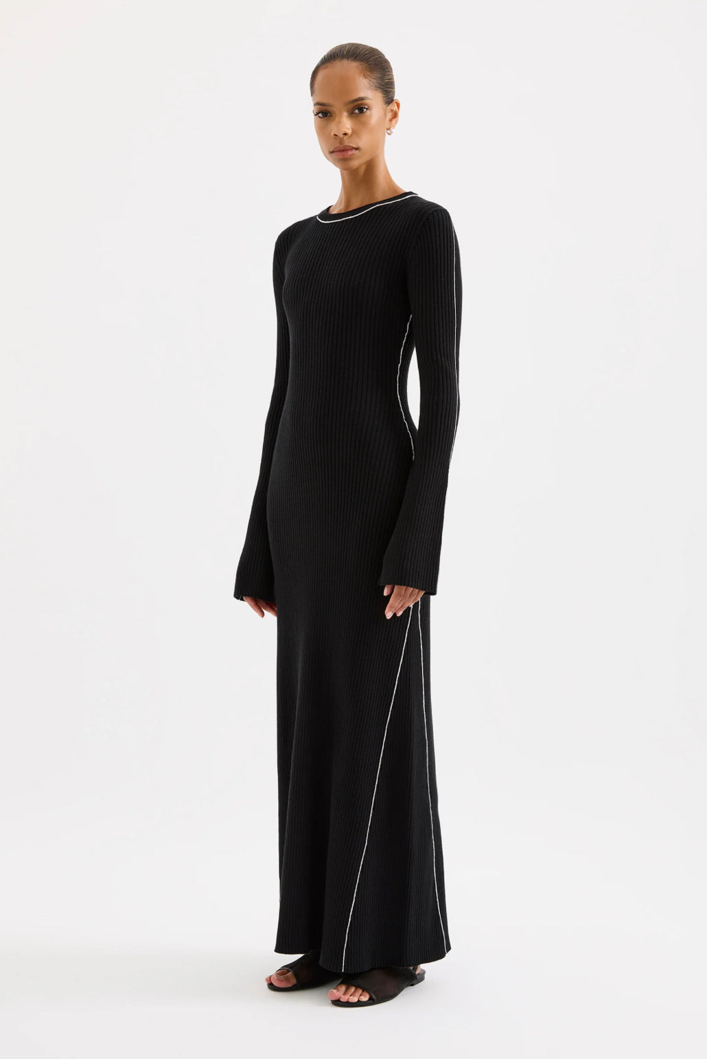 Nude Lucy Gaia Knit Maxi Dress in Black - the tartan fox