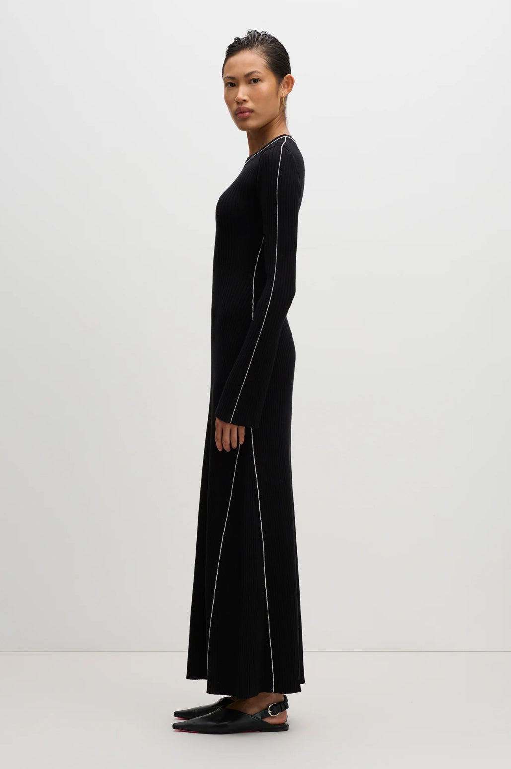 Nude Lucy Gaia Knit Maxi Dress in Black - the tartan fox