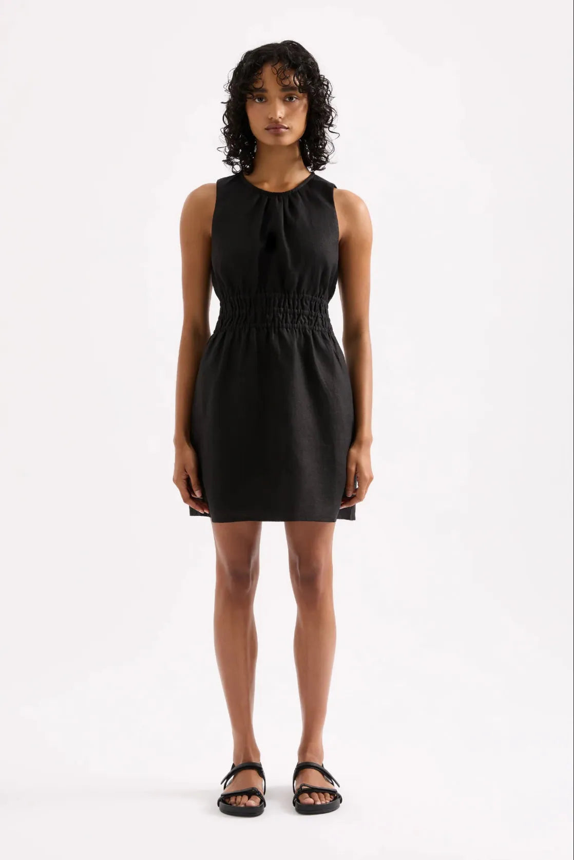 Nude Lucy Jaxson Linen Mini Dress in Black - the tartan fox