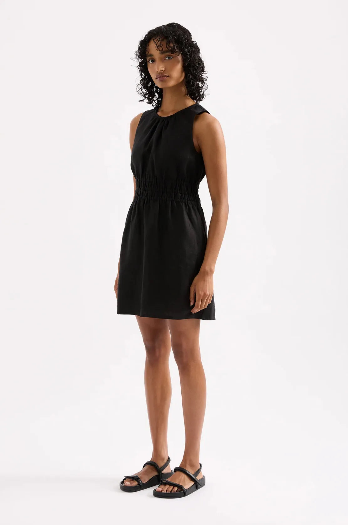 Nude Lucy Jaxson Linen Mini Dress in Black - the tartan fox