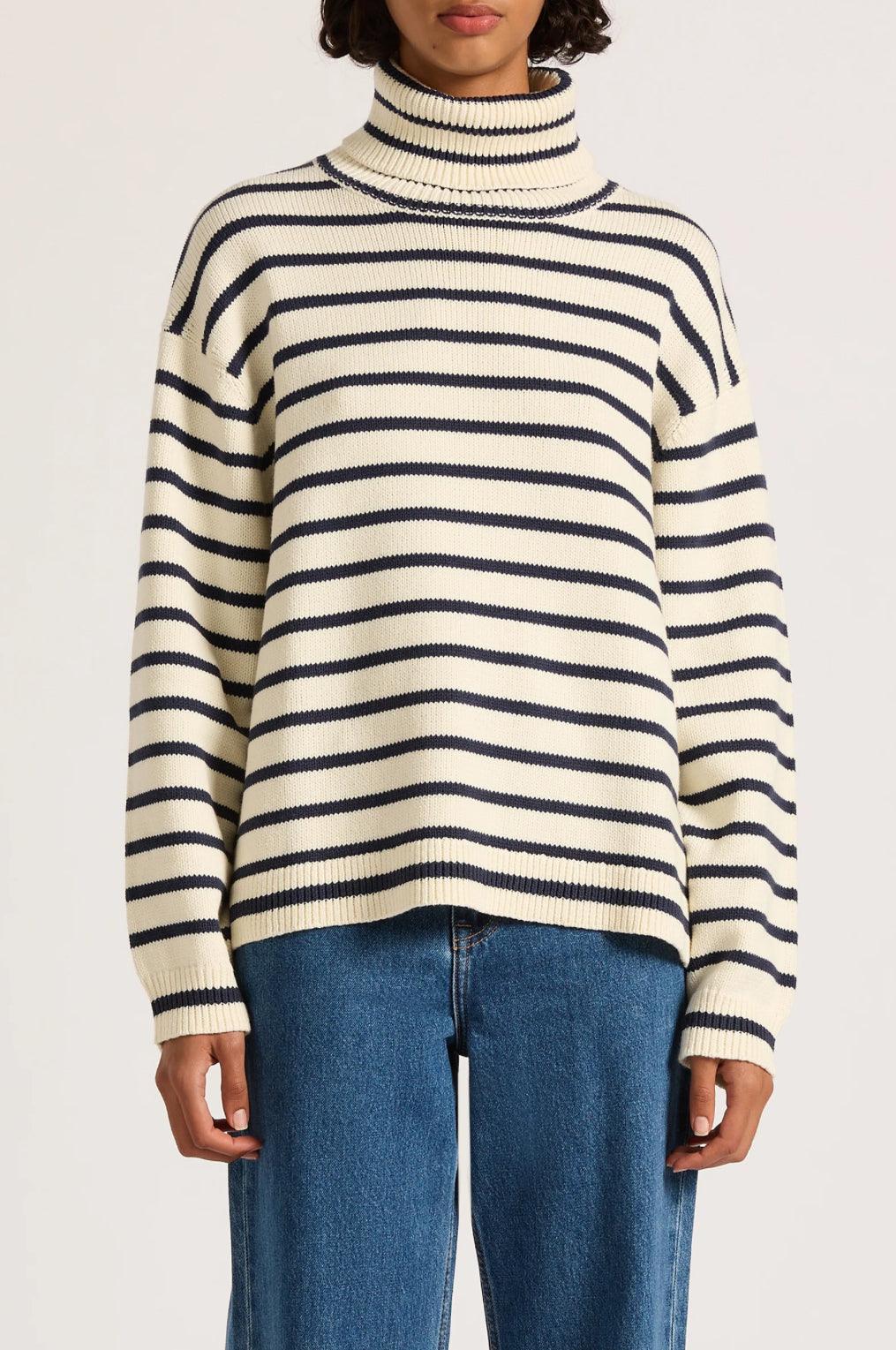 Nude Lucy Kai Turtleneck in Navy Stripe - the tartan fox