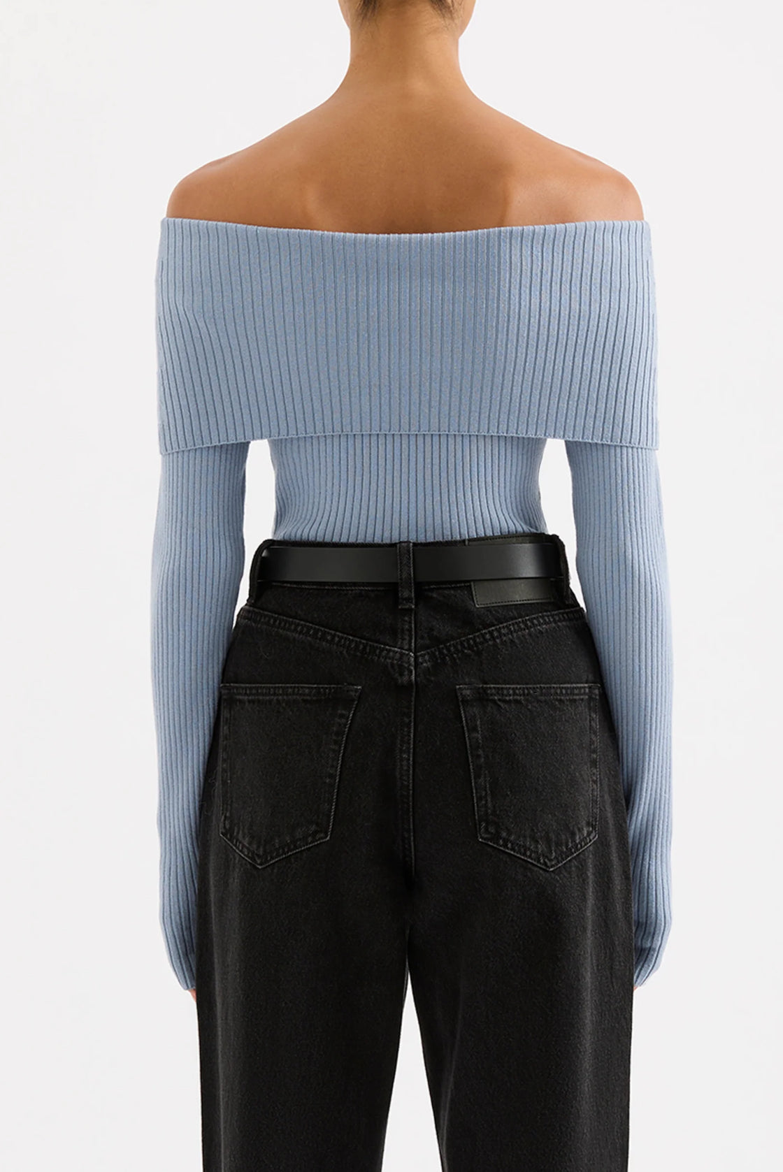 Nude Lucy Krishna Off Shoulder Knit in Sky - the tartan fox
